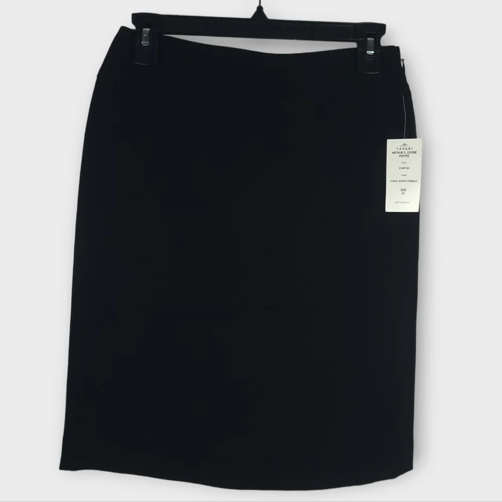 Tahari Arthur S. Levine Size 2P Black Pencil Skirt - Picture 2 of 5